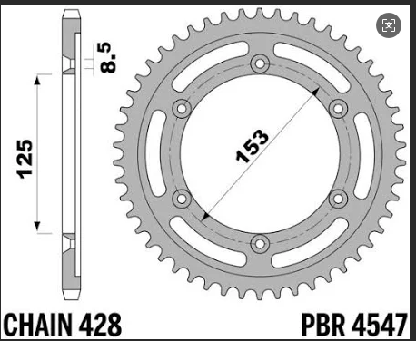Honda XR125L 428 sprocket  53T 52T 50T 